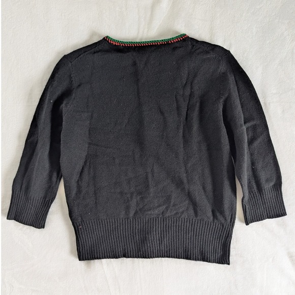 VTG Y2K Lucky Brand Black Embroidered Floral Button Up Cardigan Sweater Womens M - Picture 2 of 7